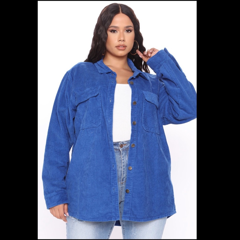 NWT FashionaNova Blue Corduroy Top